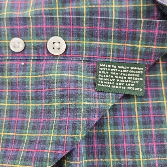 Ralph Lauren Green Label Shirt Men's 17 1/2 32/33 No Iron Plaid Green Blue EUC - Picture 5 of 15